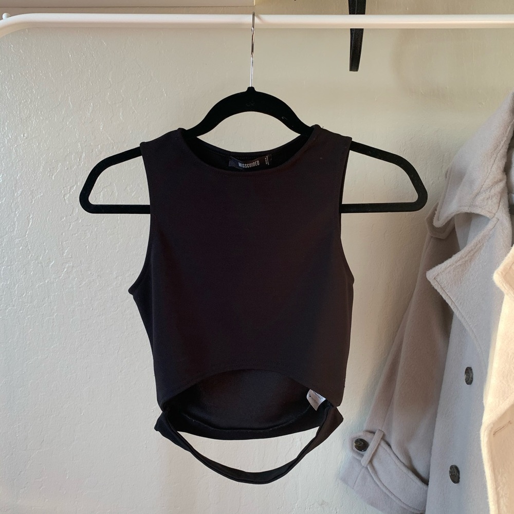 Black Cut-out Crop Top